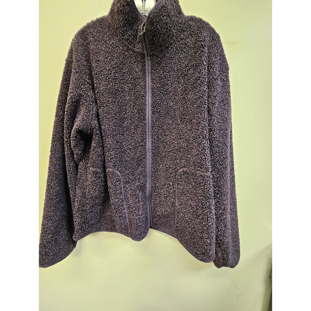 Xersion Womens Lifestyle Sherpa Loose Fit Full Zip Jacket Purple Faux Fur M